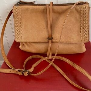 Lucky Brand Tan Leather Shoulder Purse, Bag, Crossbody Satchel
